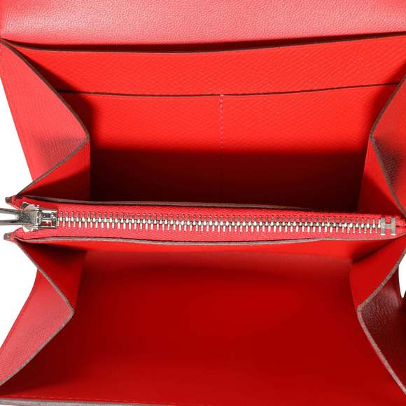 Hermès Rouge De Coeur Epsom & Rose Sakura Enamel Compact Constance Wallet PHW - Picture 7 of 8